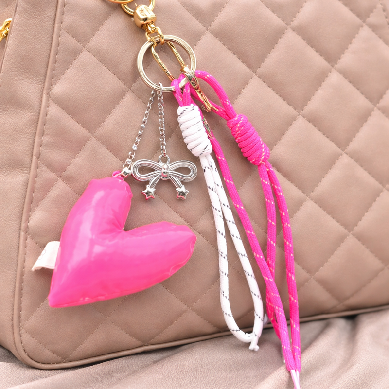 Pink Heart Bag Charm