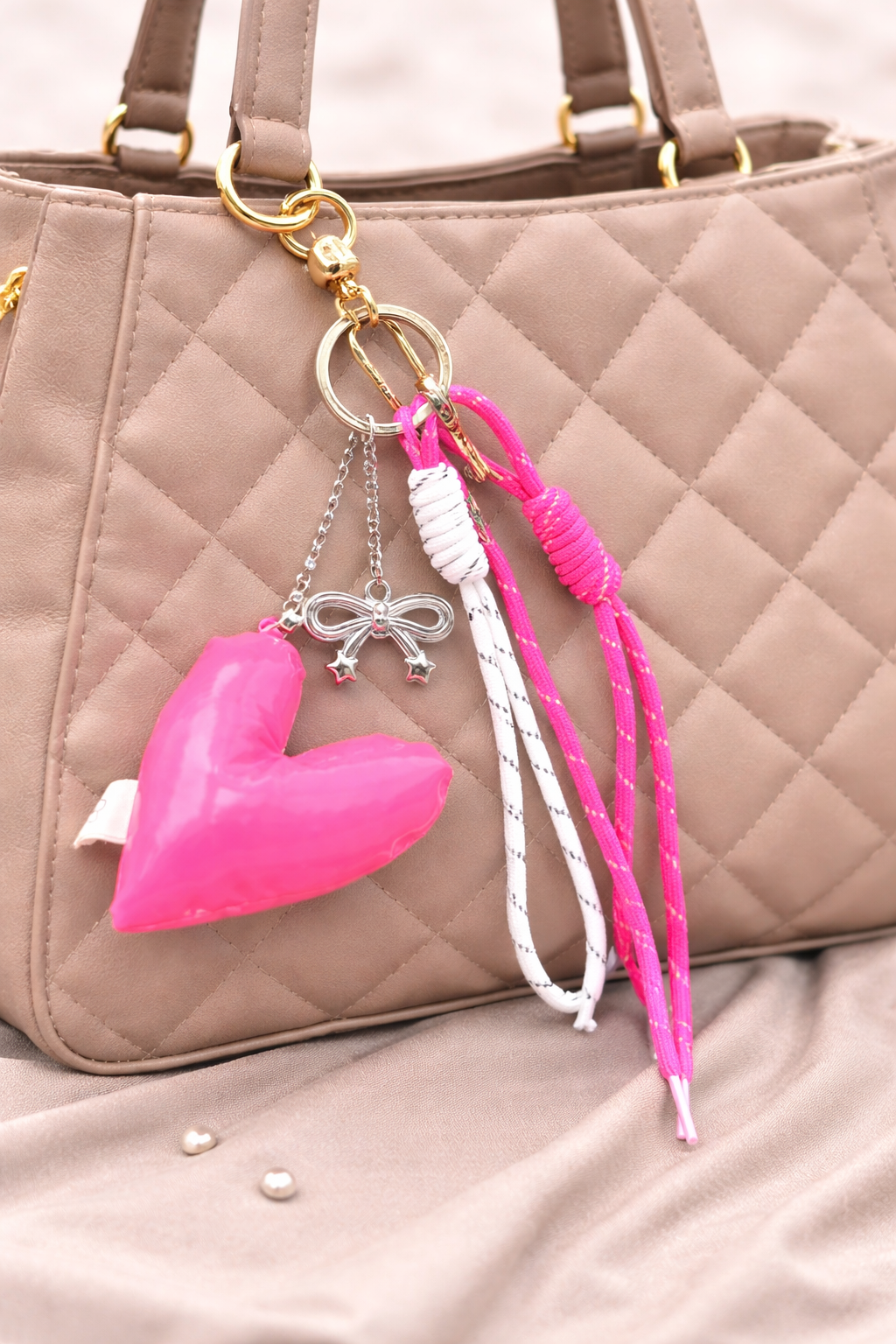Pink Heart Bag Charm