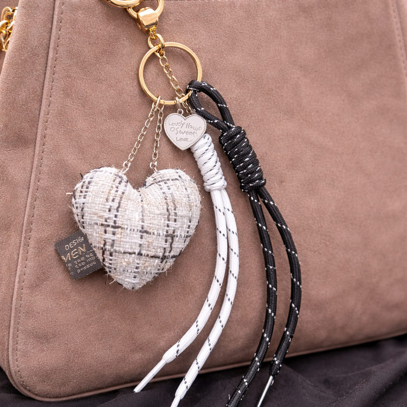 Chequered Heart Bag Charm