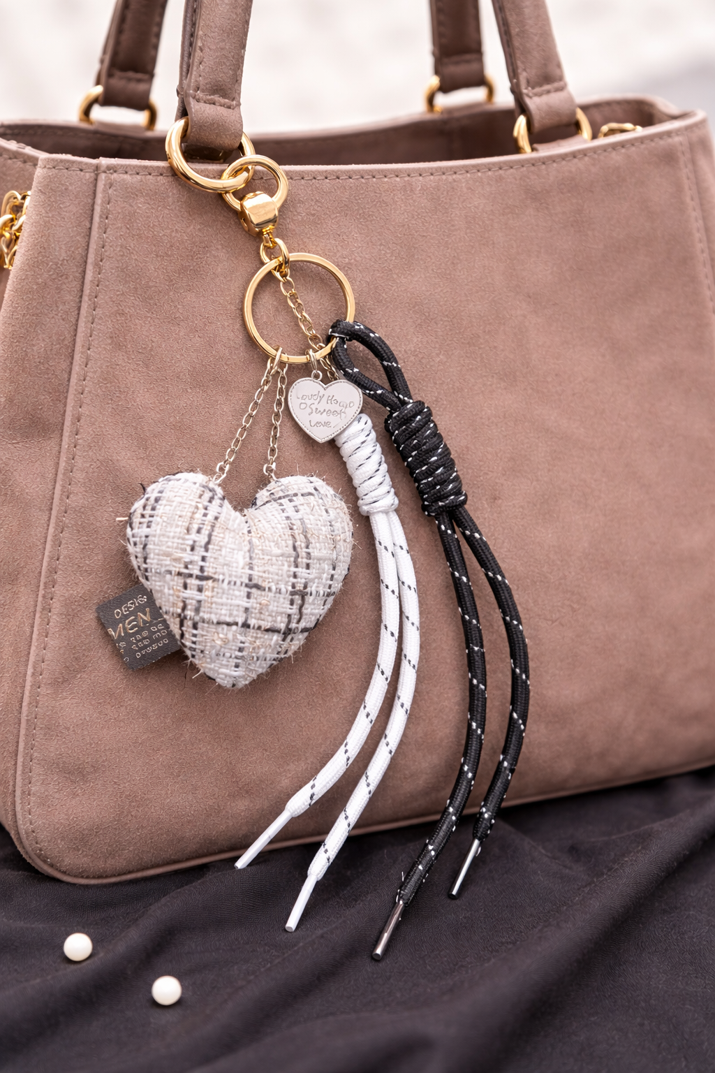 Chequered Heart Bag Charm
