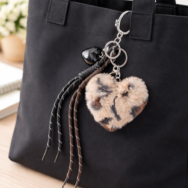 Fur Heart Bag Charm