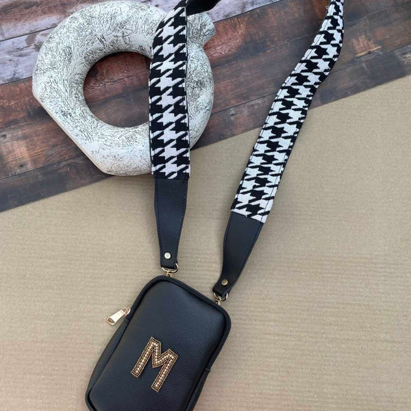 Customised Mobile Sling- Black and White Houndstooth
