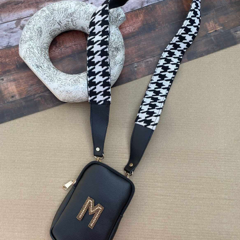 Customised Mobile Sling- Black and White Houndstooth