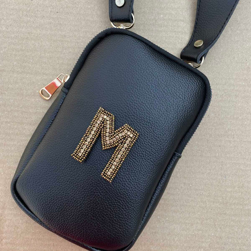 Customised Mobile Sling- Beige and Black Houndstooth