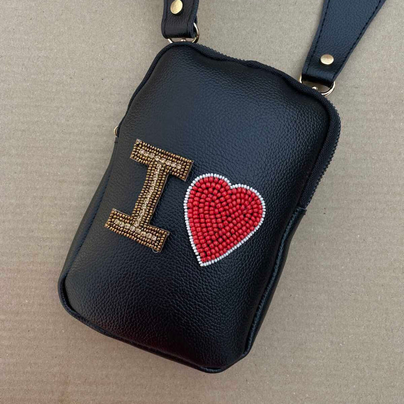 Customised Mobile Sling- Beige and Black Houndstooth
