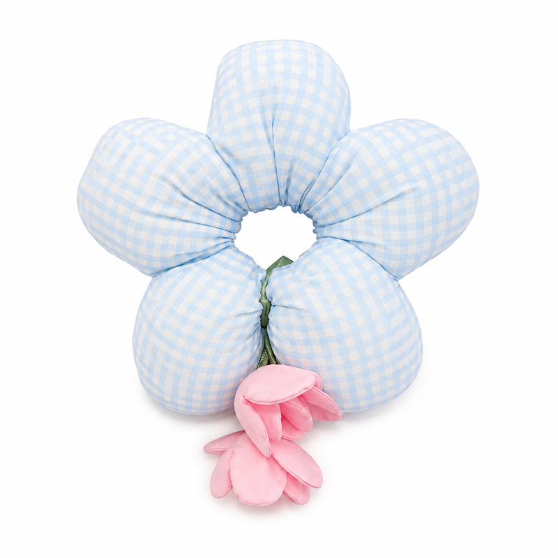 Korean Puffer Scrunchies- Blue Gingham