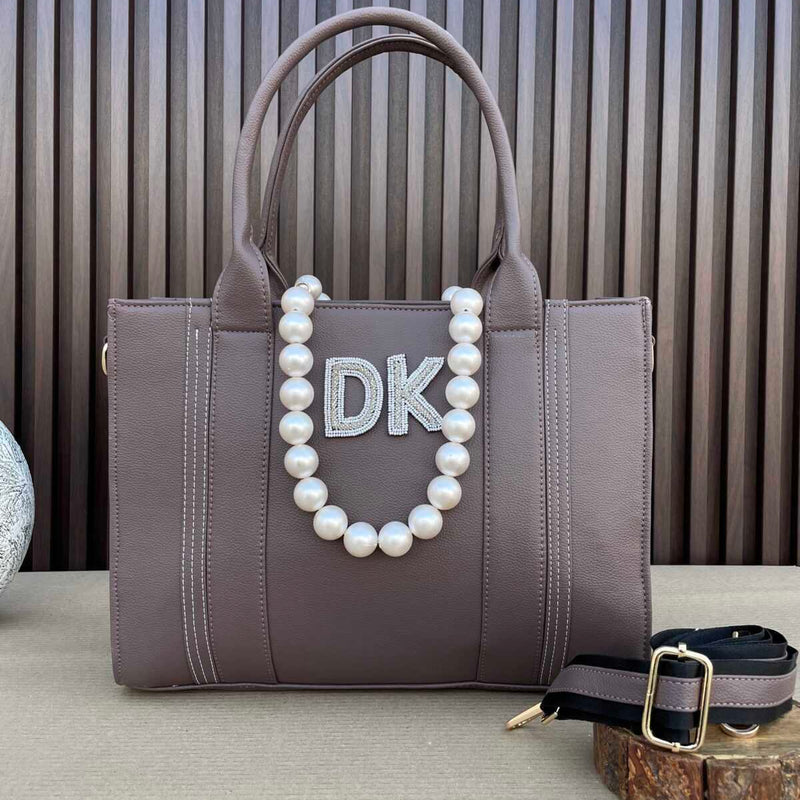 Initial Customized 14 Inches Tote- Khakhi Brown