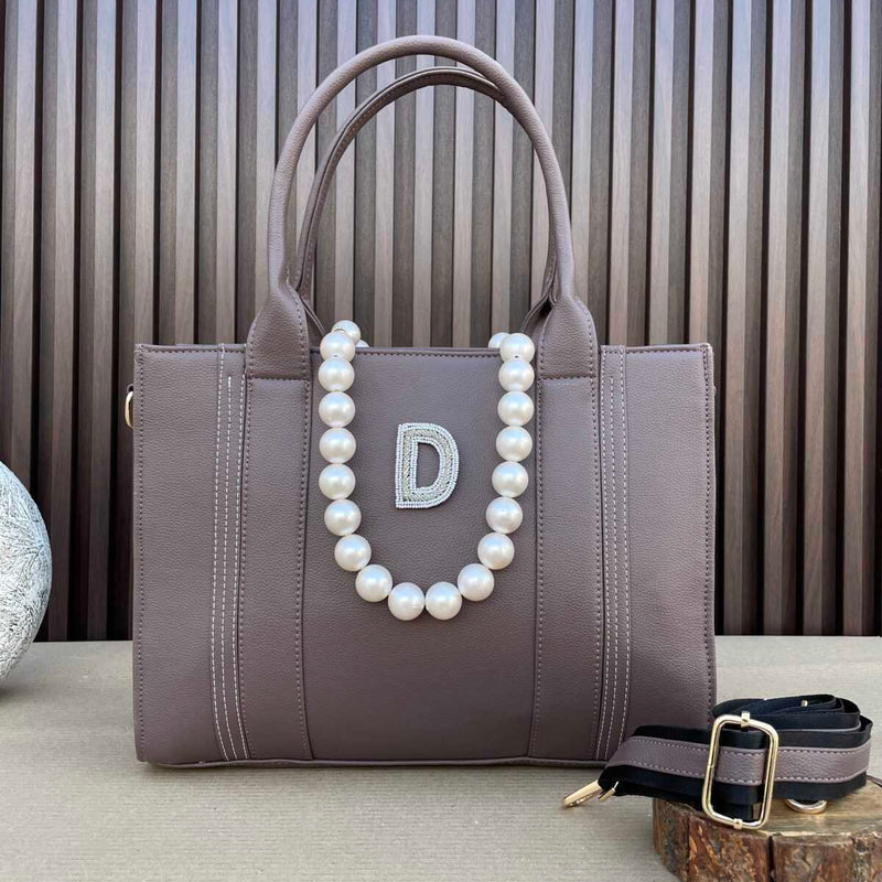 Initial Customized 14 Inches Tote- Khakhi Brown