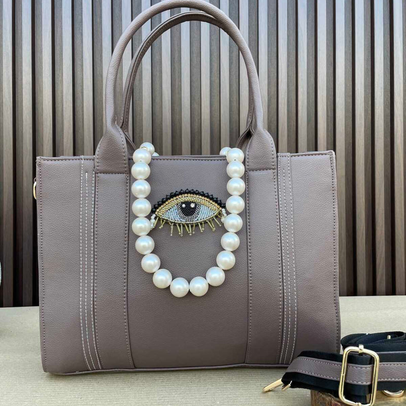Initial Customized 14 Inches Tote- Khakhi Brown