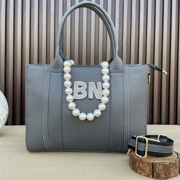 Initial Customized 14 Inches Tote- Grey