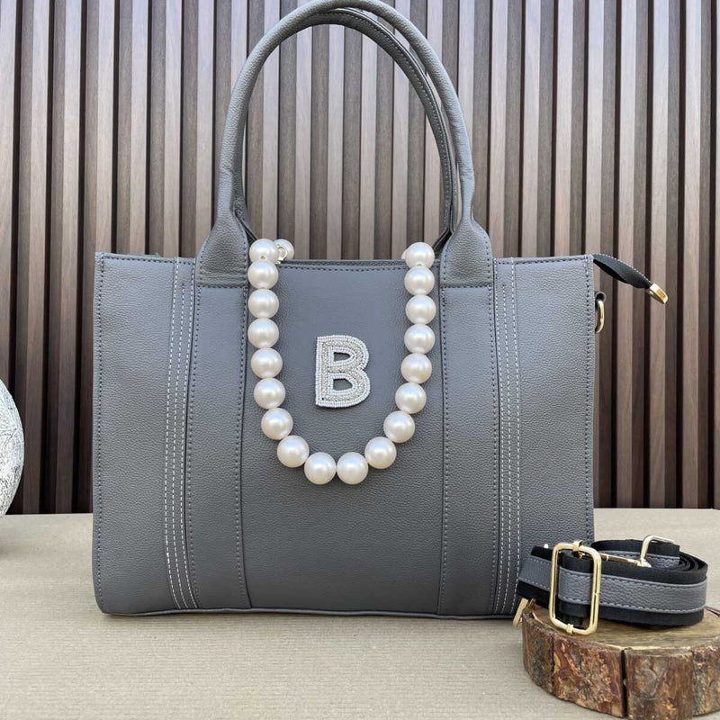 Initial Customized 14 Inches Tote- Grey