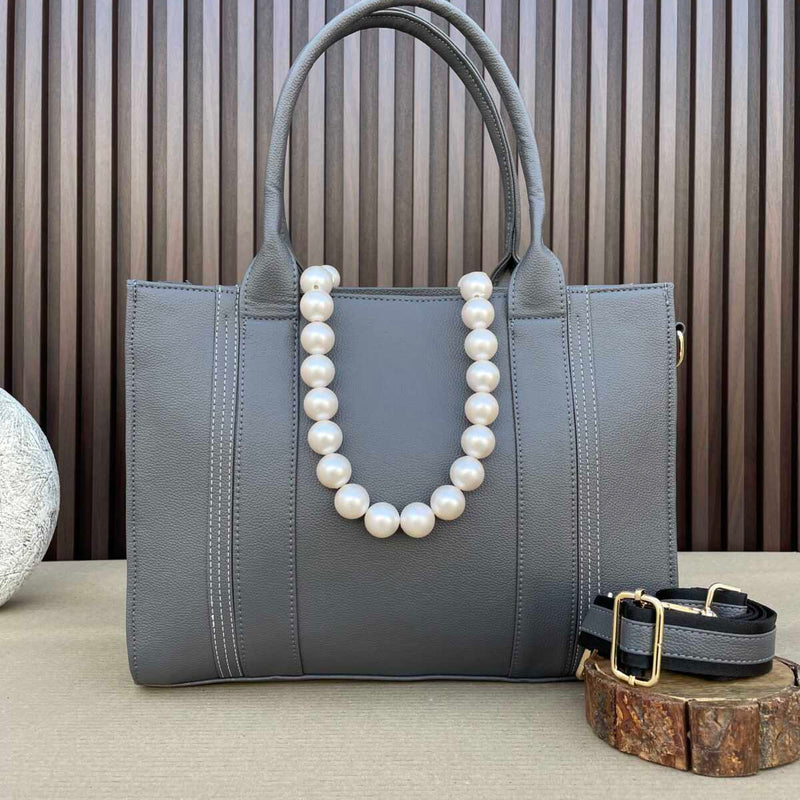 Initial Customized 14 Inches Tote- Grey