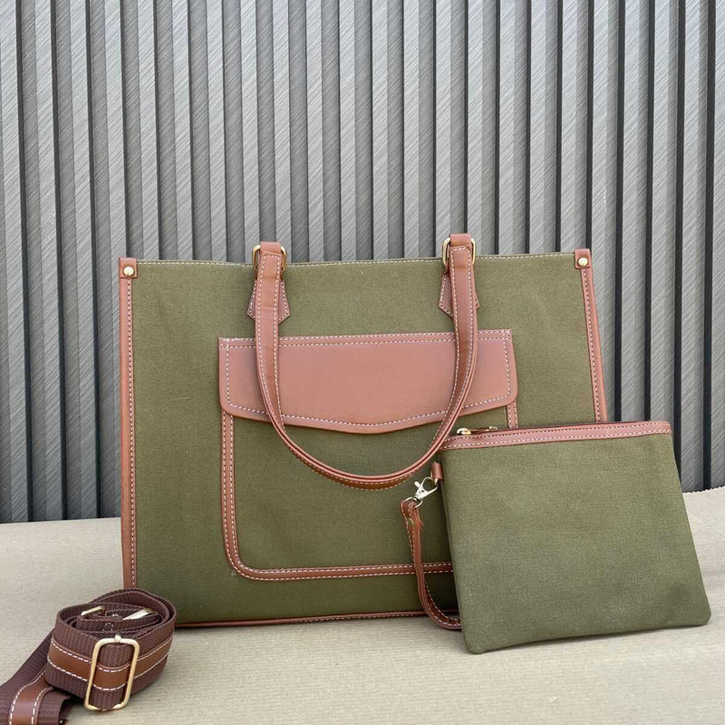 Canvas Office Totes- Green