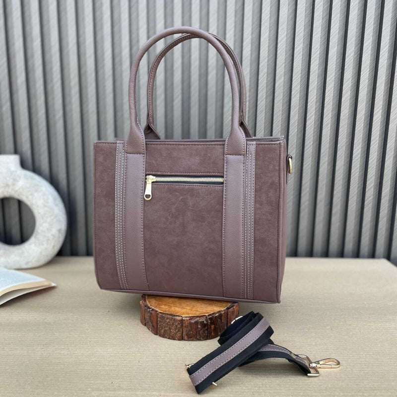Mini Suede Tote- Brown