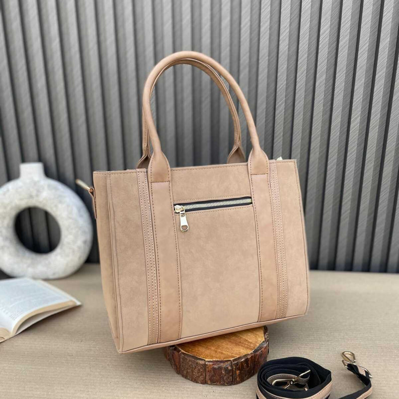 Mini Suede Tote- Beige