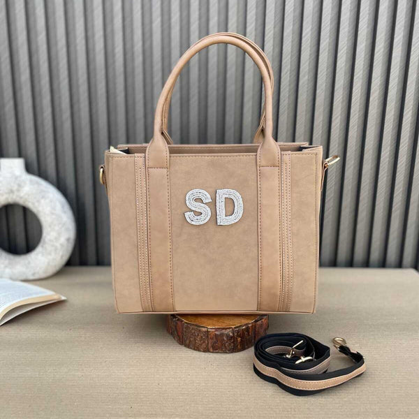 Mini Suede Tote- Beige