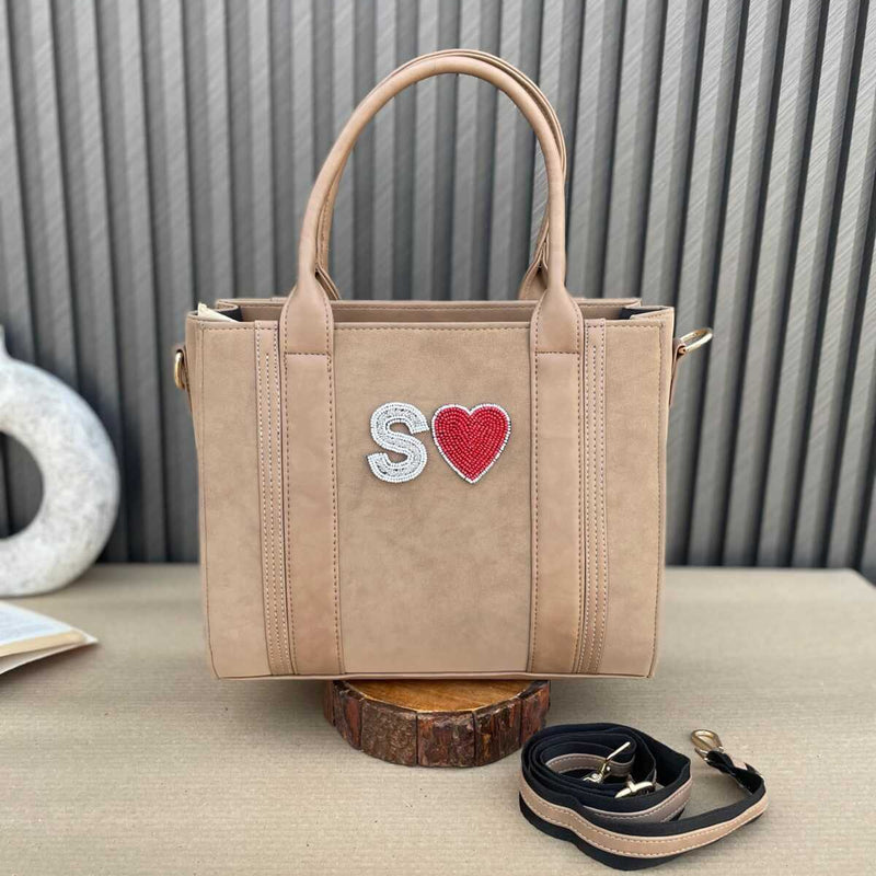 Mini Suede Tote- Beige