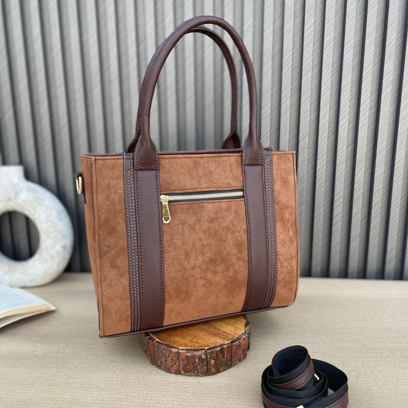 Mini Suede Tote- Dark Brown