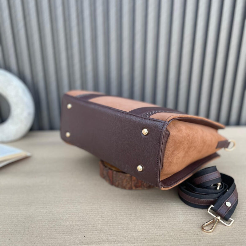Mini Suede Tote- Dark Brown