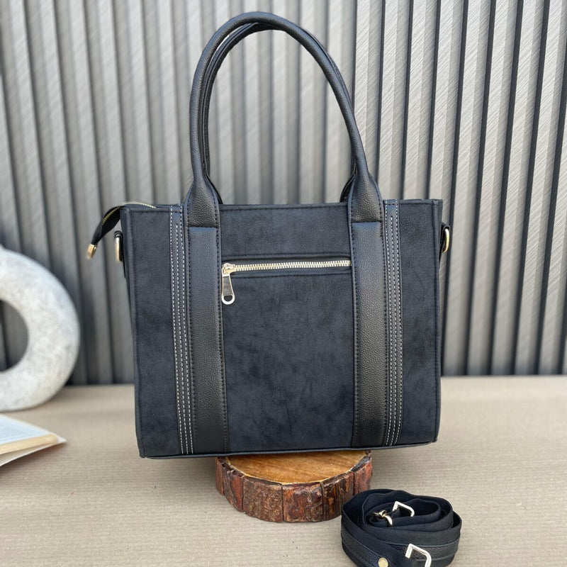 Mini Suede Tote- Black