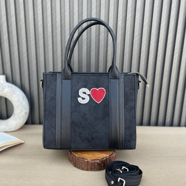 Mini Suede Tote- Black