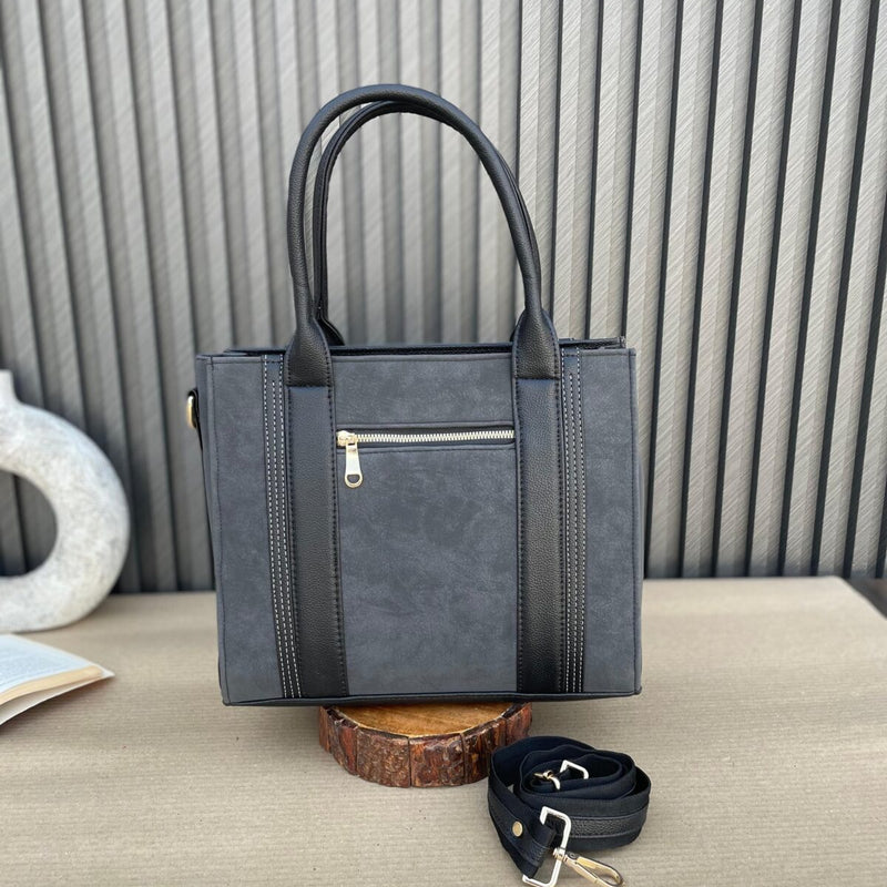 Mini Suede Tote- Dark Grey