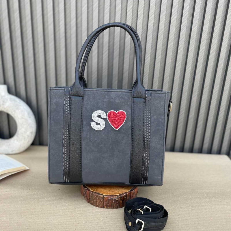 Mini Suede Tote- Dark Grey