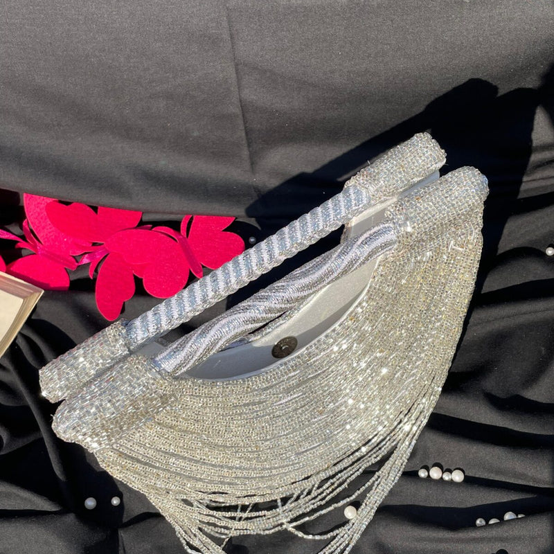 Tassel Moon Bag -Silver