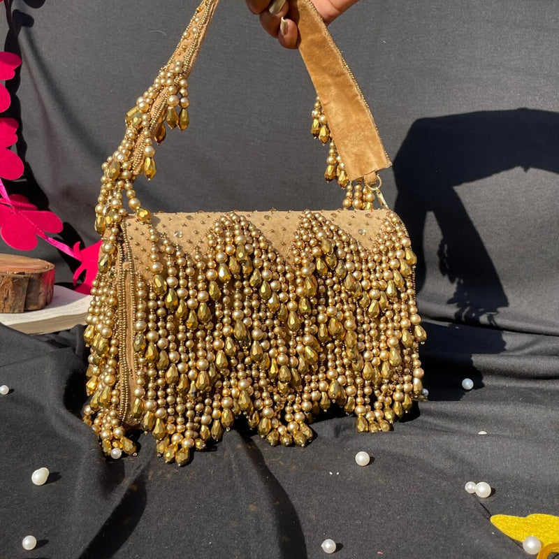 AFREEN Handwork Flap Bag -COPPER GOLDEN