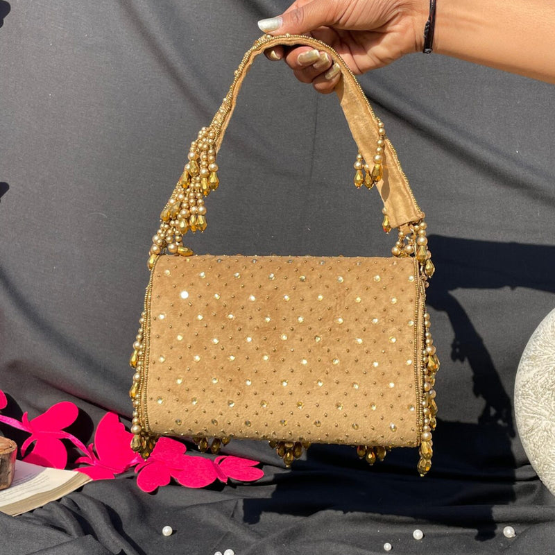 AFREEN Handwork Flap Bag -COPPER GOLDEN